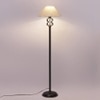 Ford White Natural Fiber Floor Lamp with Black Iron Base