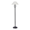 Drake Off White Fabric Floor Lamp with Black Iron Base