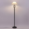 Drake Off White Fabric Floor Lamp with Black Iron Base