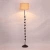 Amethyst Beige Natural Fiber Floor Lamp with Black Iron Base