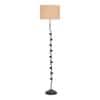 Amethyst Beige Natural Fiber Floor Lamp with Black Iron Base