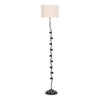 Coral White Natural Fiber Floor Lamp with Black Iron Base