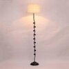 Coral White Natural Fiber Floor Lamp with Black Iron Base