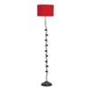 Linden Red Fabric Floor Lamp with Black Iron Base