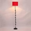Linden Red Fabric Floor Lamp with Black Iron Base