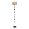 Ash Beige Bamboo Floor Lamp with Black Iron Base