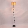 Ash Beige Bamboo Floor Lamp with Black Iron Base