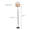 Ash Beige Bamboo Floor Lamp with Black Iron Base