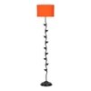 Kevin Orange Fabric Floor Lamp with Black Iron Base