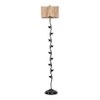 Brody Beige Bamboo Floor Lamp with Black Iron Base