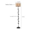 Brody Beige Bamboo Floor Lamp with Black Iron Base