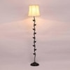Brian Off White Fabric Floor Lamp with Black Iron Base