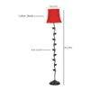 Killian Red Fabric Floor Lamp with Black Iron Base