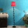 Killian Red Fabric Floor Lamp with Black Iron Base