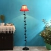Desmond Red Fabric Floor Lamp with Black Iron Base