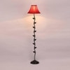Desmond Red Fabric Floor Lamp with Black Iron Base
