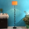 Conner Orange Fabric Floor Lamp with Black Iron Base