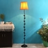 Shawn Orange Fabric Floor Lamp with Black Iron Base