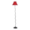 Lachlan Red Fabric Floor Lamp with Black Iron Base