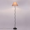 Karinya Grey Fabric Floor Lamp with Black Iron Base