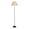 Simona Beige Natural Fiber Floor Lamp with Black Iron Base