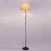 Simona Beige Natural Fiber Floor Lamp with Black Iron Base