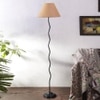 Simona Beige Natural Fiber Floor Lamp with Black Iron Base