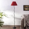Phillip Maroon Natural Fiber Floor Lamp with Black Iron Base