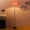 Tanisha Pink Natural Fiber Floor Lamp with Black Iron Base