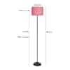 Tanisha Pink Natural Fiber Floor Lamp with Black Iron Base