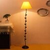 Cathy Yellow Fabric Floor Lamp with Black Iron Base