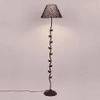 Bernice Blue Natural Fiber Floor Lamp with Black Iron Base