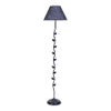 Bernice Blue Natural Fiber Floor Lamp with Black Iron Base