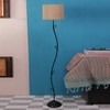 Dorothee Beige Natural Fiber Floor Lamp with Black Iron Base