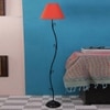 Sybel Orange Fabric Floor Lamp with Black Iron Base
