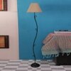 Athie Beige Natural Fiber Floor Lamp with Black Iron Base