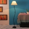 Athie Beige Natural Fiber Floor Lamp with Black Iron Base
