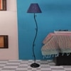 Mag Blue Natural Fiber Floor Lamp with Black Iron Base
