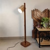 HexSpot Beige Solid Wood Floor Lamp with Beige Solid Wood Base