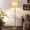 Flora Off White Fabric Floor Lamp with Steel Steel Base