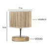 Sadra Beige Bamboo Shade Table Lamp with Natural Wooden Base