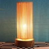 Baileigh Beige Bamboo Shade Table Lamp with Natural Wooden Base