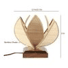 Neuman Beige Bamboo Shade Table Lamp with Brown Wooden Base