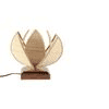 Neuman Beige Bamboo Shade Table Lamp with Brown Wooden Base