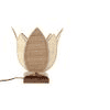 Erwin Beige Bamboo Shade Table Lamp with Brown Wooden Base