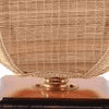 Erwin Beige Bamboo Shade Table Lamp with Brown Wooden Base