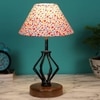 Esme Multicolor cotton Table lamp with Wood & Iron Base