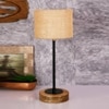 Davian Beige Natural Fiber Shade Table Lamp with Natural Wood & Iron Base