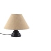 Slim Beige Natural Fiber Shade Table Lamp with Black Iron Base