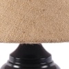 Slim Beige Natural Fiber Shade Table Lamp with Black Iron Base